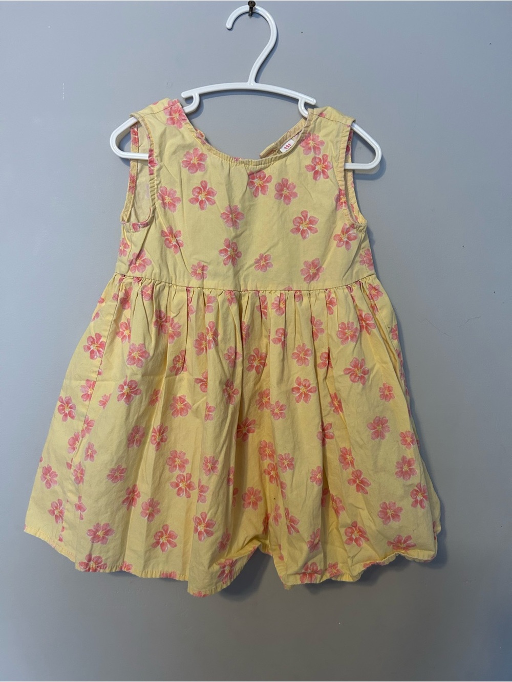 Yellow Floral Toddler Dress with Pink Flowers